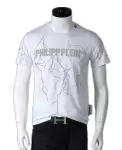 chaude t shirt philipp plein homme pas cher col rond de coton lightning blanc